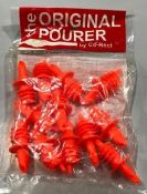 FLUORESCENT RED FREE FLOW POURERS, CO-RECT OPO305 - LOT OF 12