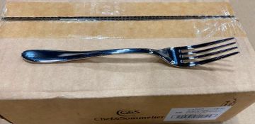 CHEF & SOMMELIER T4705 LAZZO 7 1/4" 18/10 STAINLESS STEEL EXTRA HEAVY WEIGHT DESSERT FORK - CASE OF