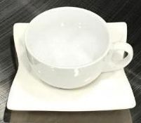 NEW - CASE OF 70Z WHITE CERAMIC CUPS WITH SAUCERS - LOT OF (24 CUPS & 24 SAUCERS)