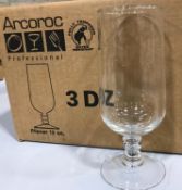 12OZ/355ML SIENA PILSNER GLASSES, ARCOROC 54853 - 36 PER CASE - NEW