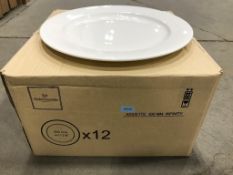 11-7/8" WHITE PORCELAIN PLATES, ARCOROC "INFINITY" R1001 - LOT OF 12 - NEW