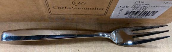 7 1/2" KYA FISH FORK, EXTRA HEAVY WEIGHT 18/10 CHEF & SOMMELIER T541210 - CASE OF 36- NEW