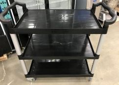 3-TIER TROLLEY CART, BLACK, 19-3/4"X42-1/2"X37-7/8"H, 120-T2042 - NEW