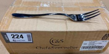 CHEF & SOMMELIER T5412 KYA 7 3/8" 18/10 STAINLESS STEEL EXTRA HEAVY WEIGHT FISH FORK - CASE OF 36 NE