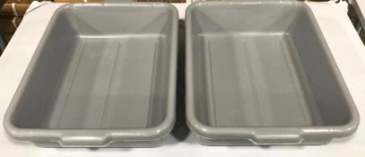 22" X 15.75" X 5.25" HEAVY DUTY GREY POLY TOTES, JR 36500 - LOT OF 2 - NEW