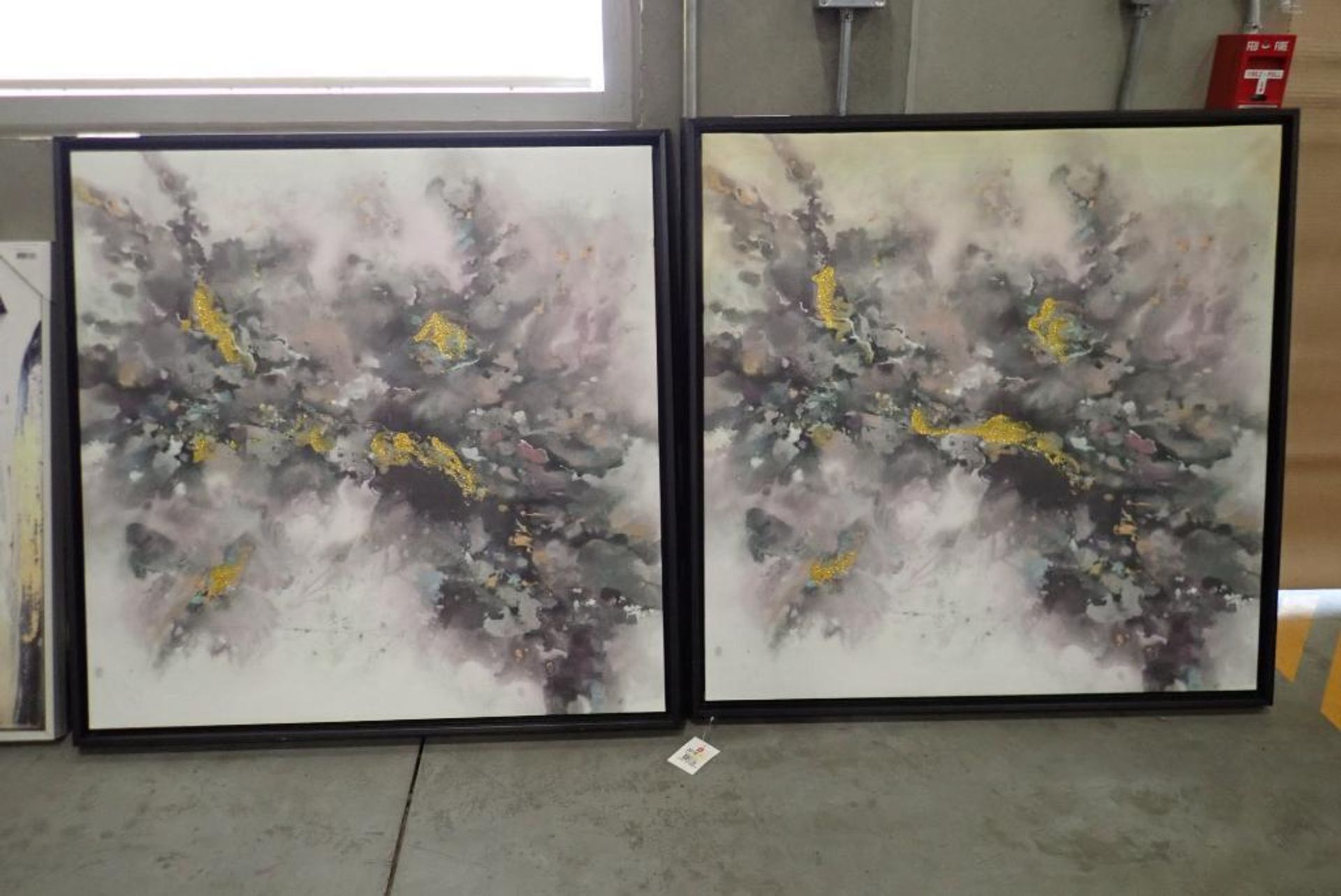Lot of 2 Framed 38"x38" Canvas Pictures- Minor Damage.