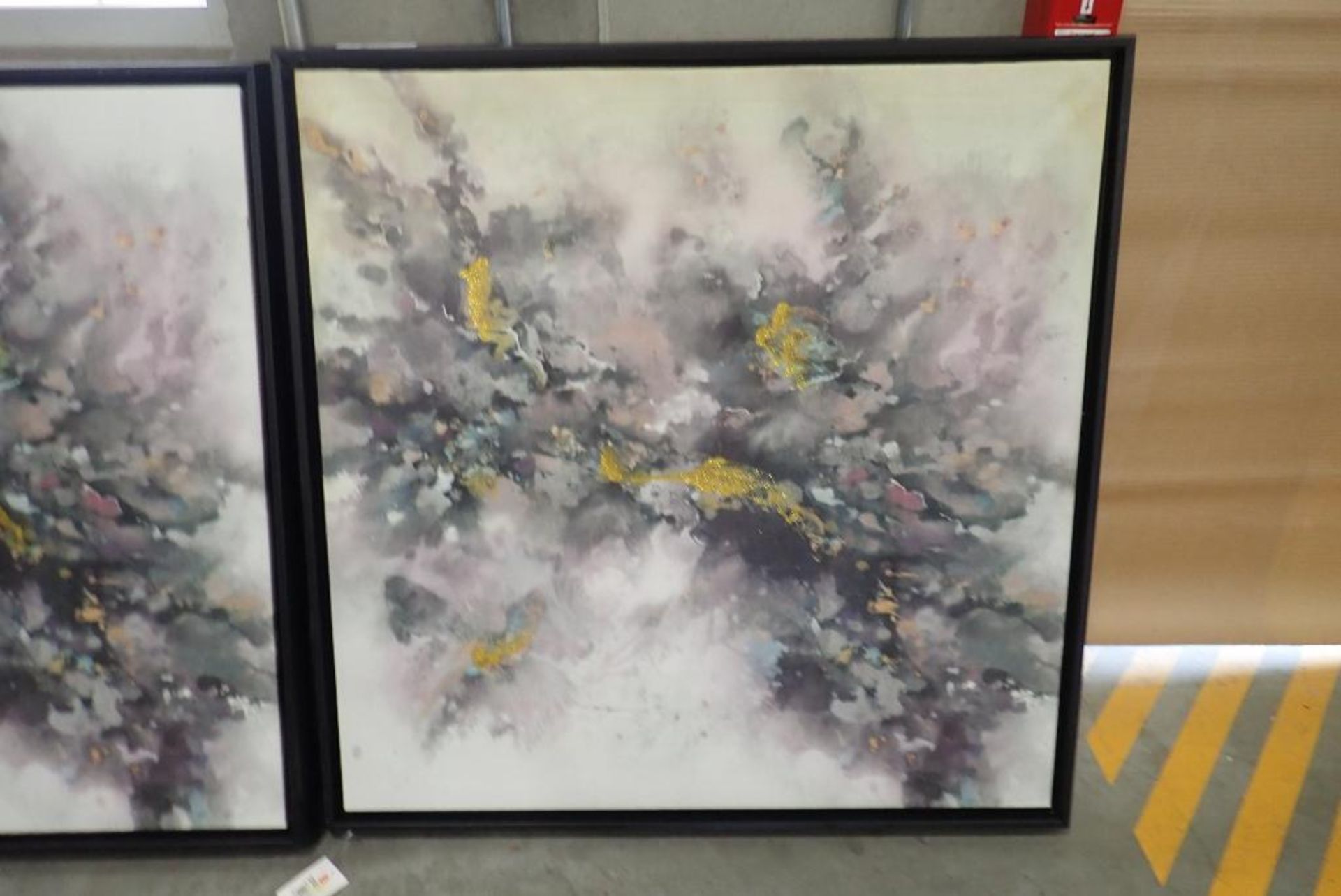 Lot of 2 Framed 38"x38" Canvas Pictures- Minor Damage. - Image 3 of 3