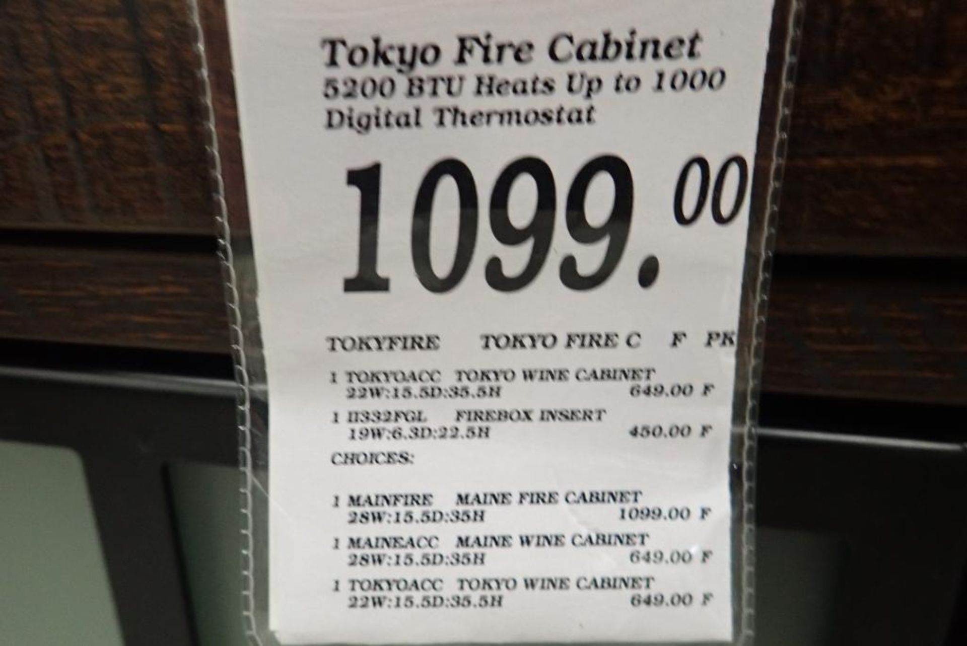 Tokyo 22"x17" Fire Cabinet 5,200BTU's- Minor Damage. - Image 3 of 3