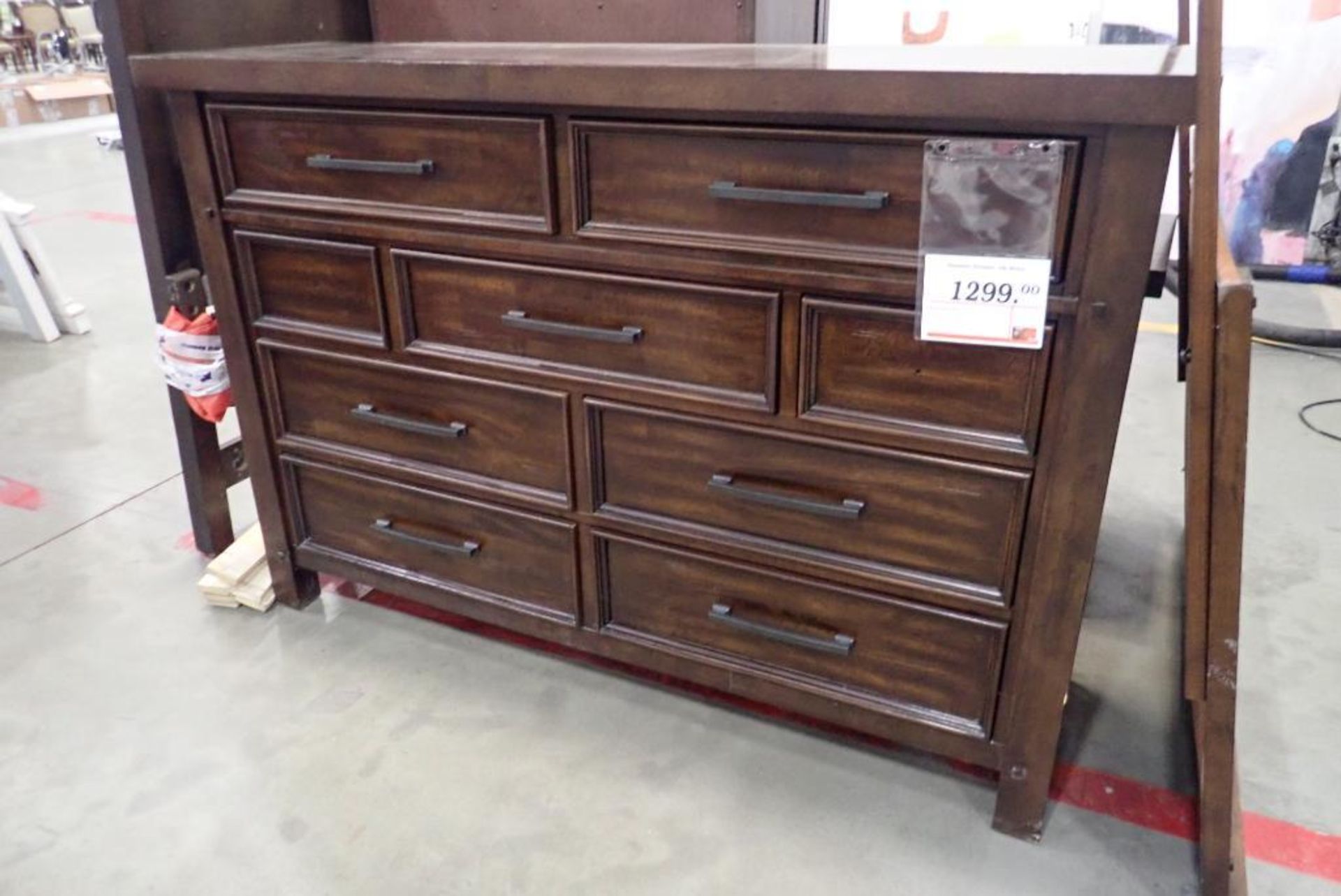 63" Headboard, Slats, 9-Drawer 62" Dresser, Mirror, 6-Drawer 39" Chest, and 28" Nightstand- No Footb - Image 7 of 8