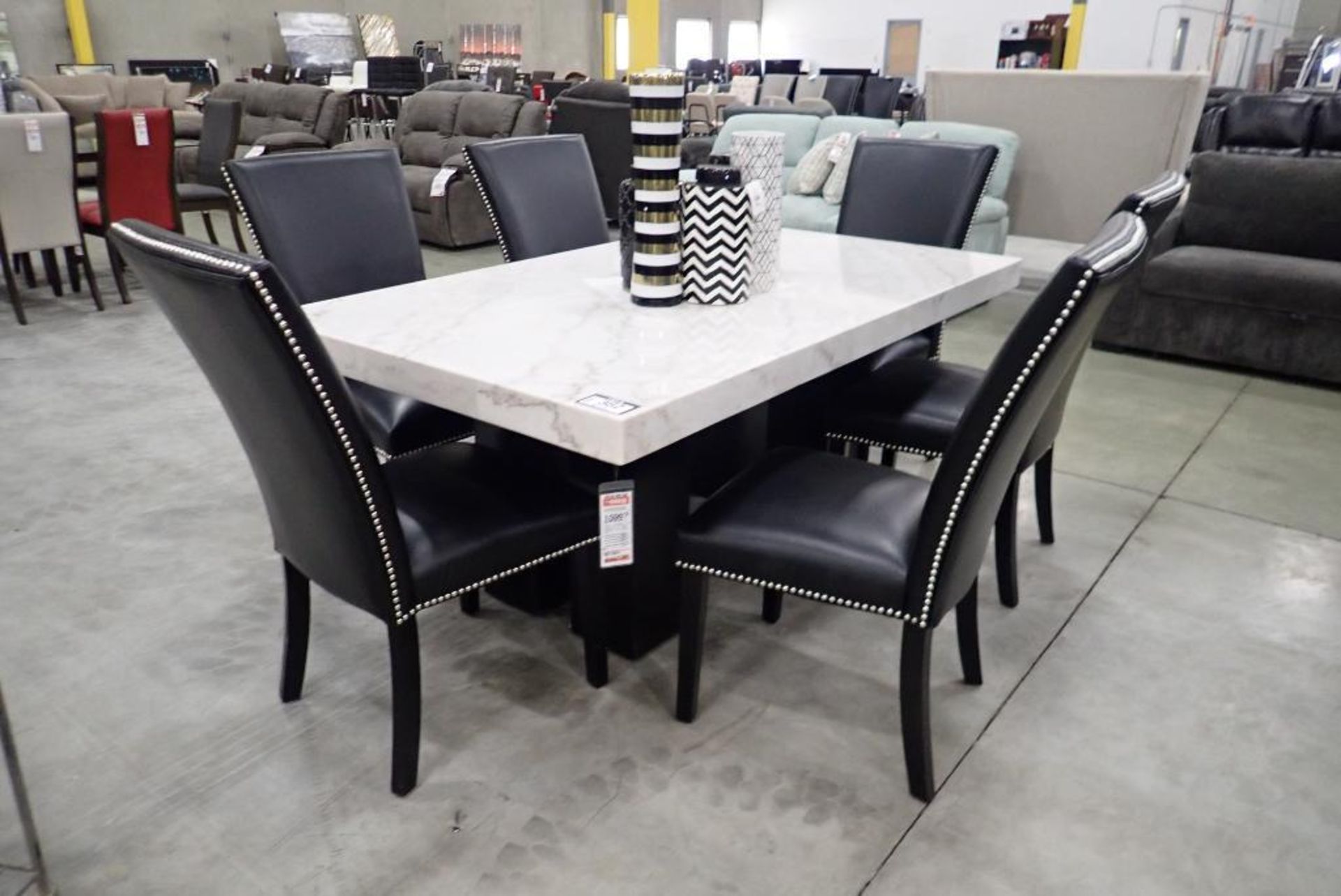 Marble Top 70"x42" Dining Table w/ 6 Dining Chairs.