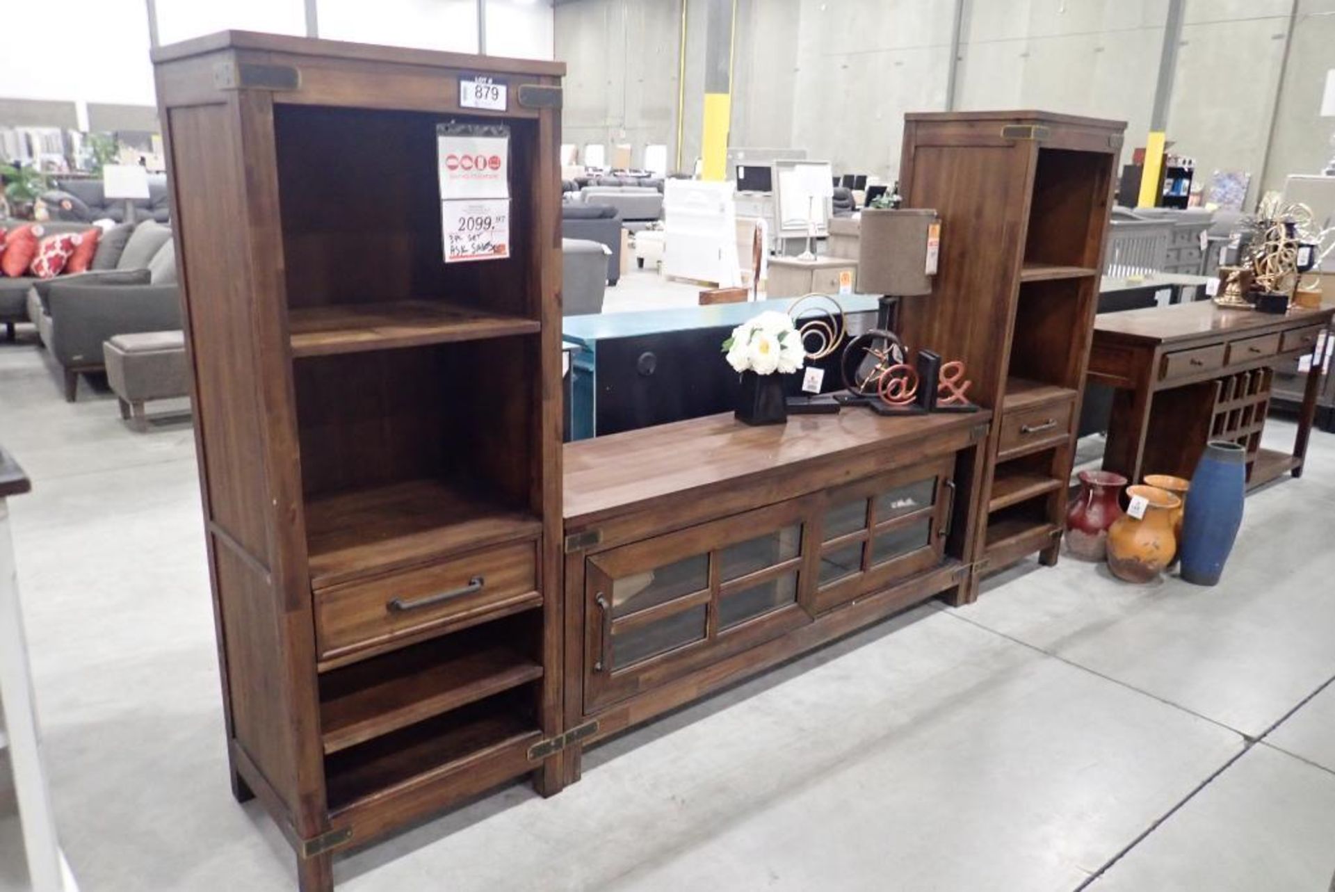 3-Pc Entertainment Center w/ (2) 23" Side Cabinets and 64" TV Stand.