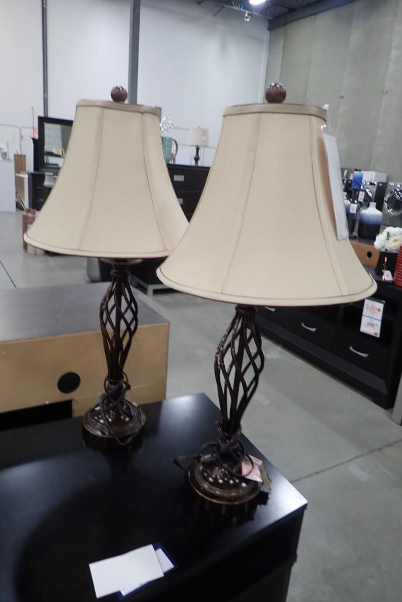 Lot of 2 Open Iron Table Lamps.