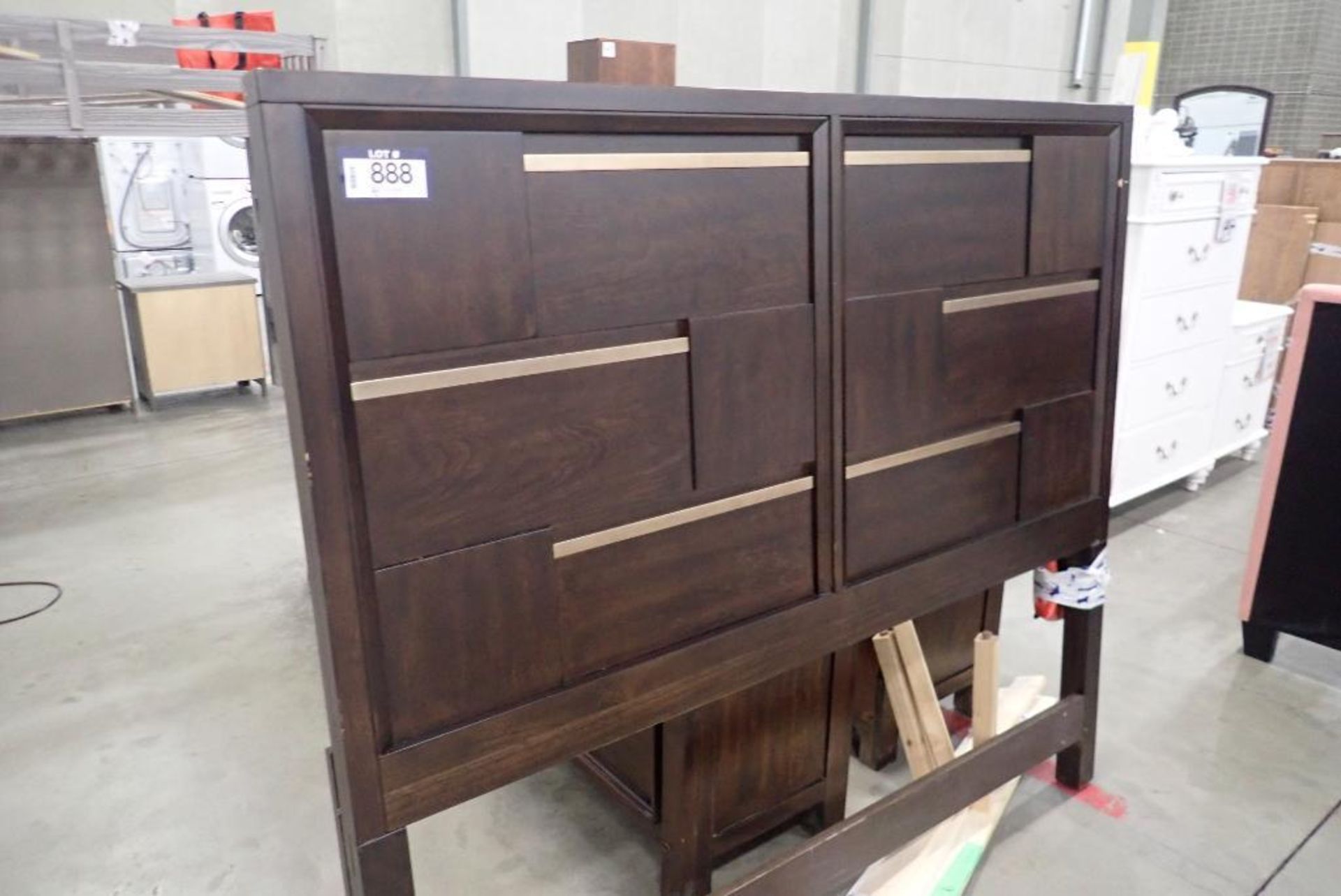 63" Headboard, Slats, 9-Drawer 62" Dresser, Mirror, 6-Drawer 39" Chest, and 28" Nightstand- No Footb - Image 2 of 8