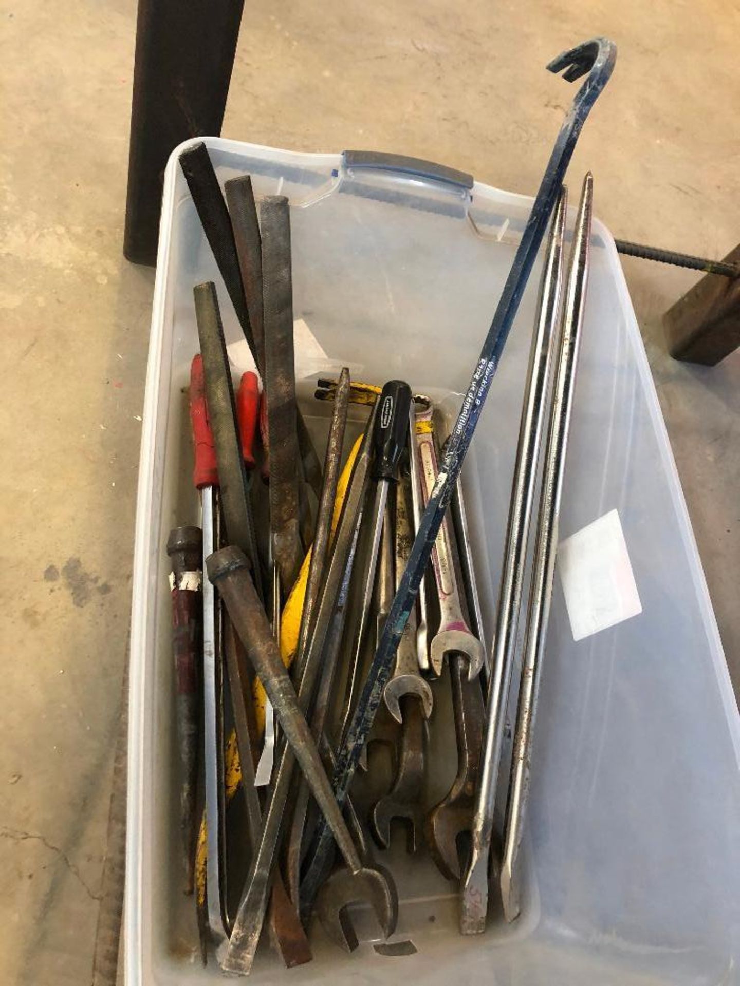 Lot of Asst. Files, Pry Bars, Combination Wrenches, etc.