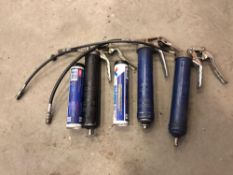 Lot of (3) Asst. Grease Guns and (2) Tubes of Grease