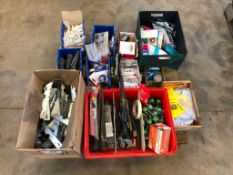 Pallet of Asst. Drill Bits, Wrenches, Joist Hangers, Printer Inc, Seal Tape, etc.