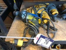 Lot of (2) DeWalt Electric Hammer Drills, and (1) Black and Decker Electric Hammer Drill