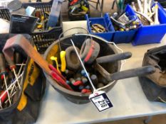 Bucket of Asst. Slip Joint Pliers, Adjustable Wrenches, etc.