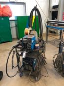 Miller XMT 304 CC/CV Arc Welder, Miller 24V Wire Feeder w/ Cart, Hoses, Helmet etc.