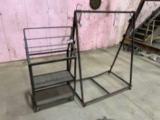 Lot of Shop Built Mobile Spool Rack/ Shelf and Paint Drying Stand
