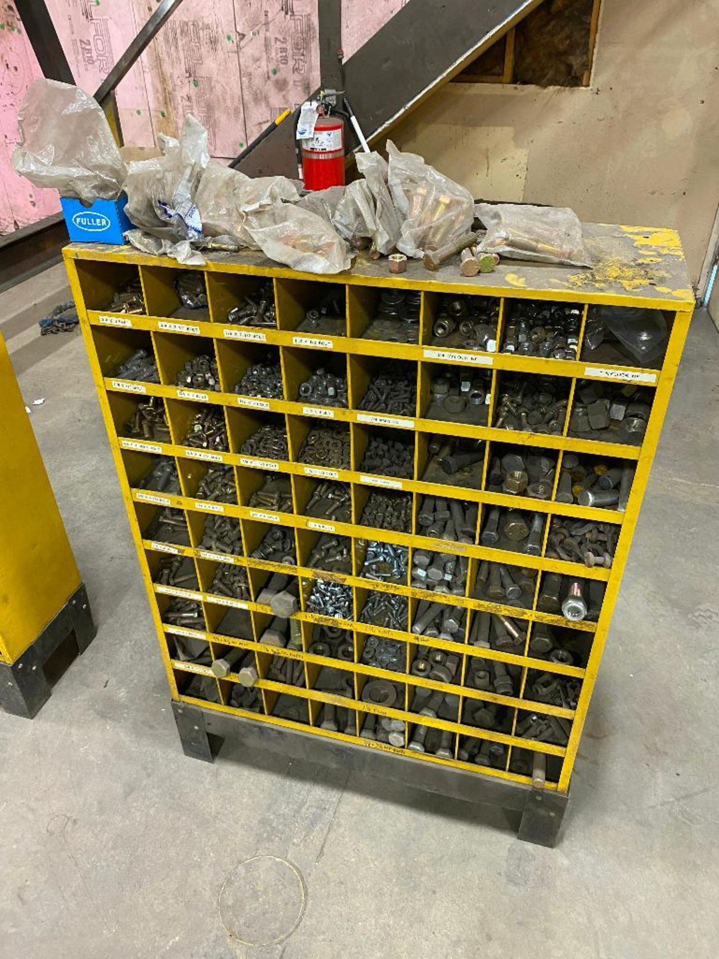 72-Compartment Parts Bin w/ Asst. Contents including Bolts, Nuts, Washers, etc.