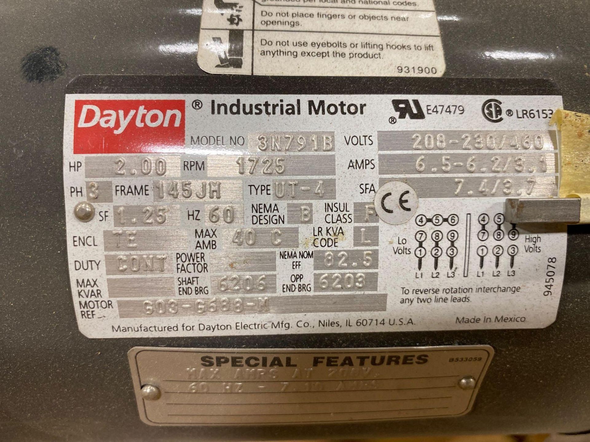 Dayton 2HP, 3PH Electric Motor - Image 3 of 3