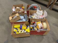 Pallet of Asst. Electrical Supplies including, Connectors, Flashlight, Heat Shrink, Gang Boxes, Grou