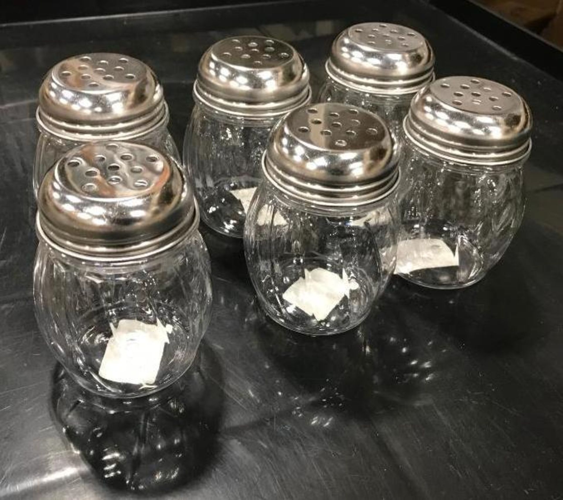 CHEESE SHAKER, 6 OZ, SWIRLED LEXAN JAR, STAINLESS STEEL PERFORATED TOP, LOT OF 6 - NEW - Image 3 of 3