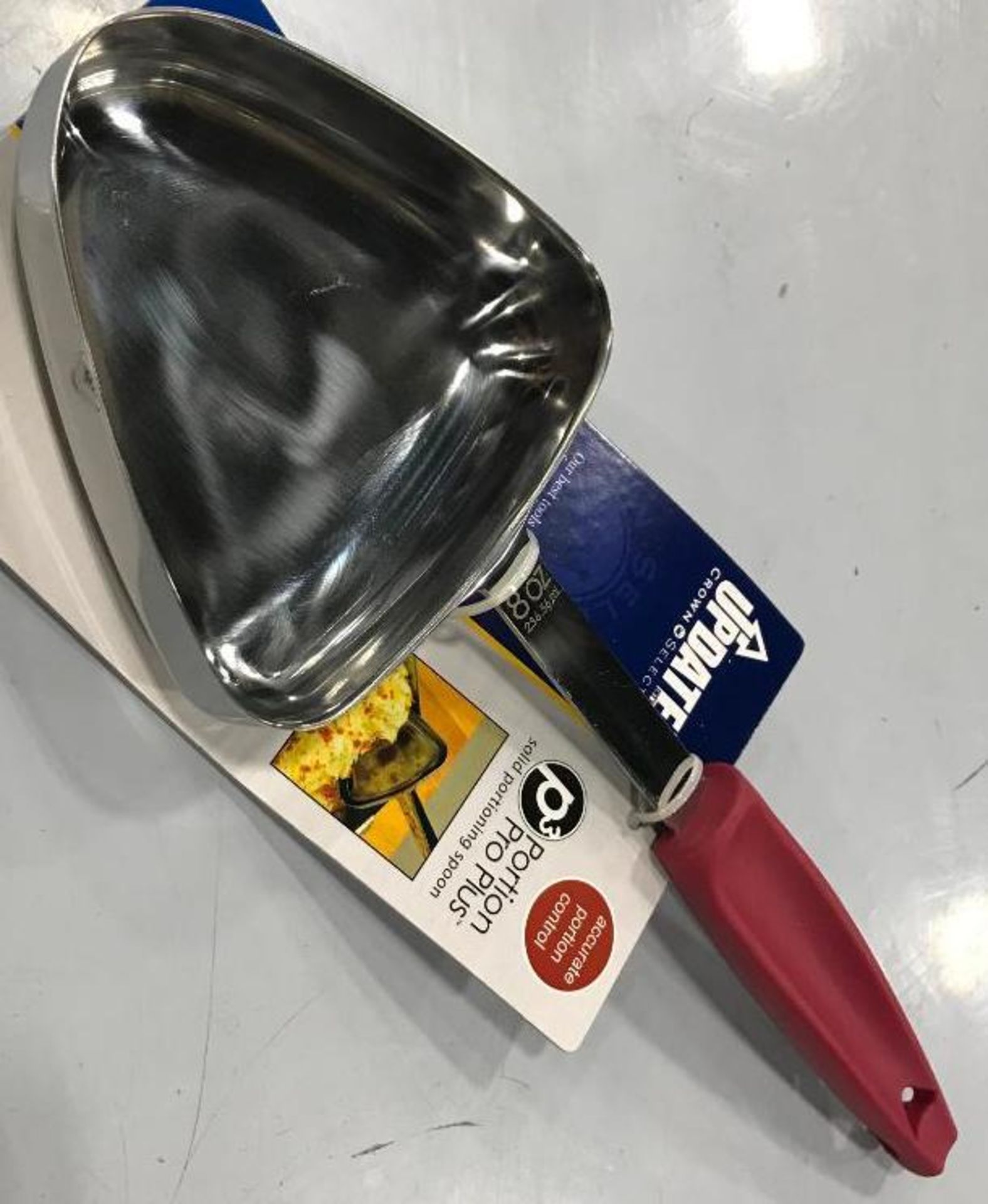 8 0Z PORTIONING SPOON W/ RED PLASTIC HANDLE -NEW - Image 2 of 3