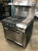 4 BURNER GARLAND NATURAL GAS RANGE W/ 12" FLAT TOP AND OVEN