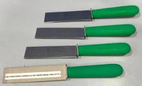 4.5"GREEN HANDLE GREBAN CUT-OFF KNIVES, LOT OF 4
