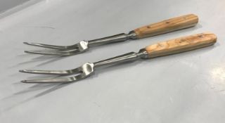 13.5" FORGED STAINLESS STEEL COOK'S FORK WITH POM HANDLE - LOT OF 2 - NEW