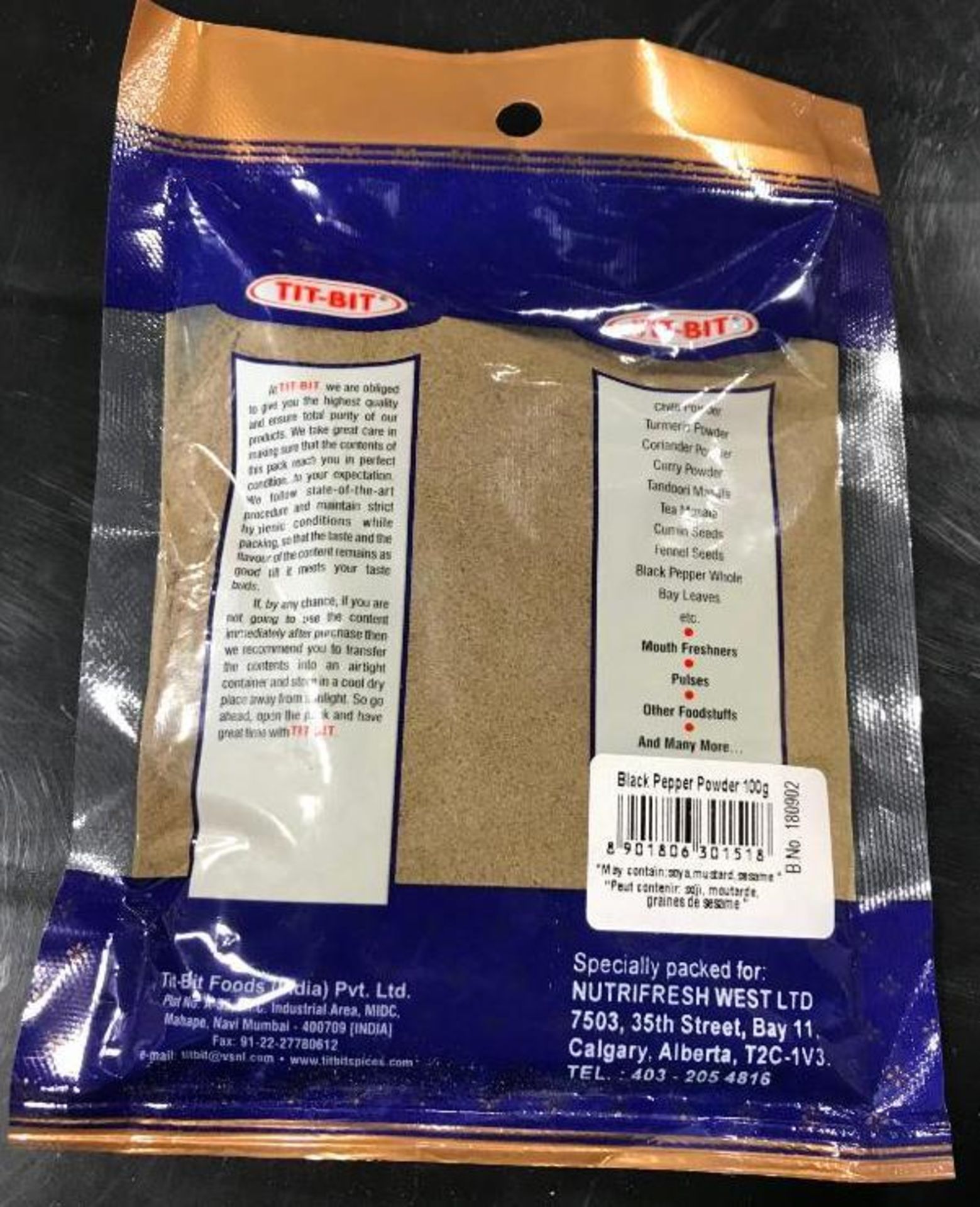 (18) BAGS OF TIT-BIT BLACK PEPPER POWDER - 100G PER BAG - Image 3 of 3