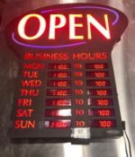 NEWON LED OPEN SIGN BUSINESS HOURS