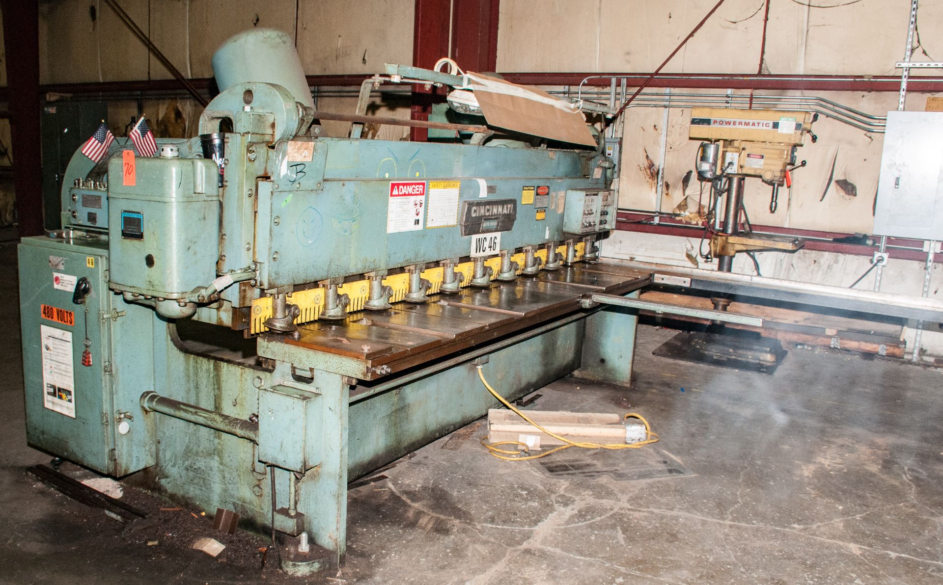 10' x .135" Cincinnati Mechanical Squaring Shear 1410 #36502, Pneumatic, 3/16 Mild Steel Cap. w/