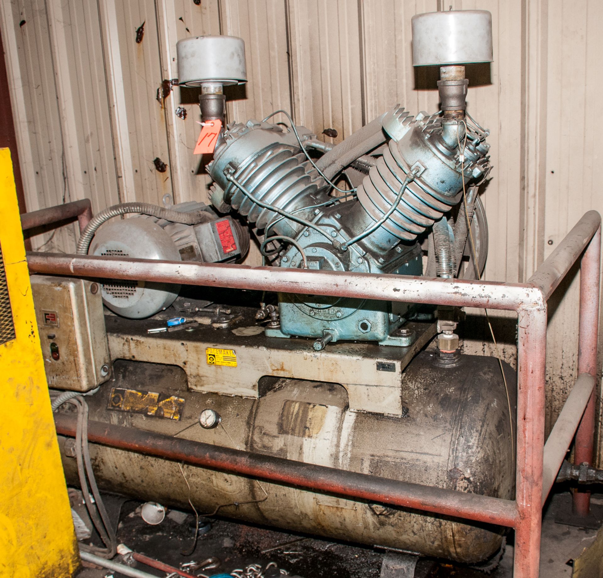 Pacemaker Air Compressor Mdl HT62B, s/n 3815, 220v, 20 hp, Estimate 80 Gal. Horizontal Tank, w/