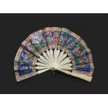 A CHINESE EXPORT TELESCOPIC MANDARIN IVORY FAN, QING DYNASTY, DAOGUANG PERIOD, CIRCA 1840