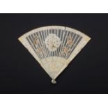 A CHINESE EXPORT PAINTED IVORY BRISE FAN, QING DYNASTY, KANGXI PERIOD, CIRCA 1700