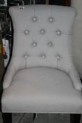 Safavieh Button Back Grey Fabric Chair RRP £200 (Public Viewing and Appraisals Available)
