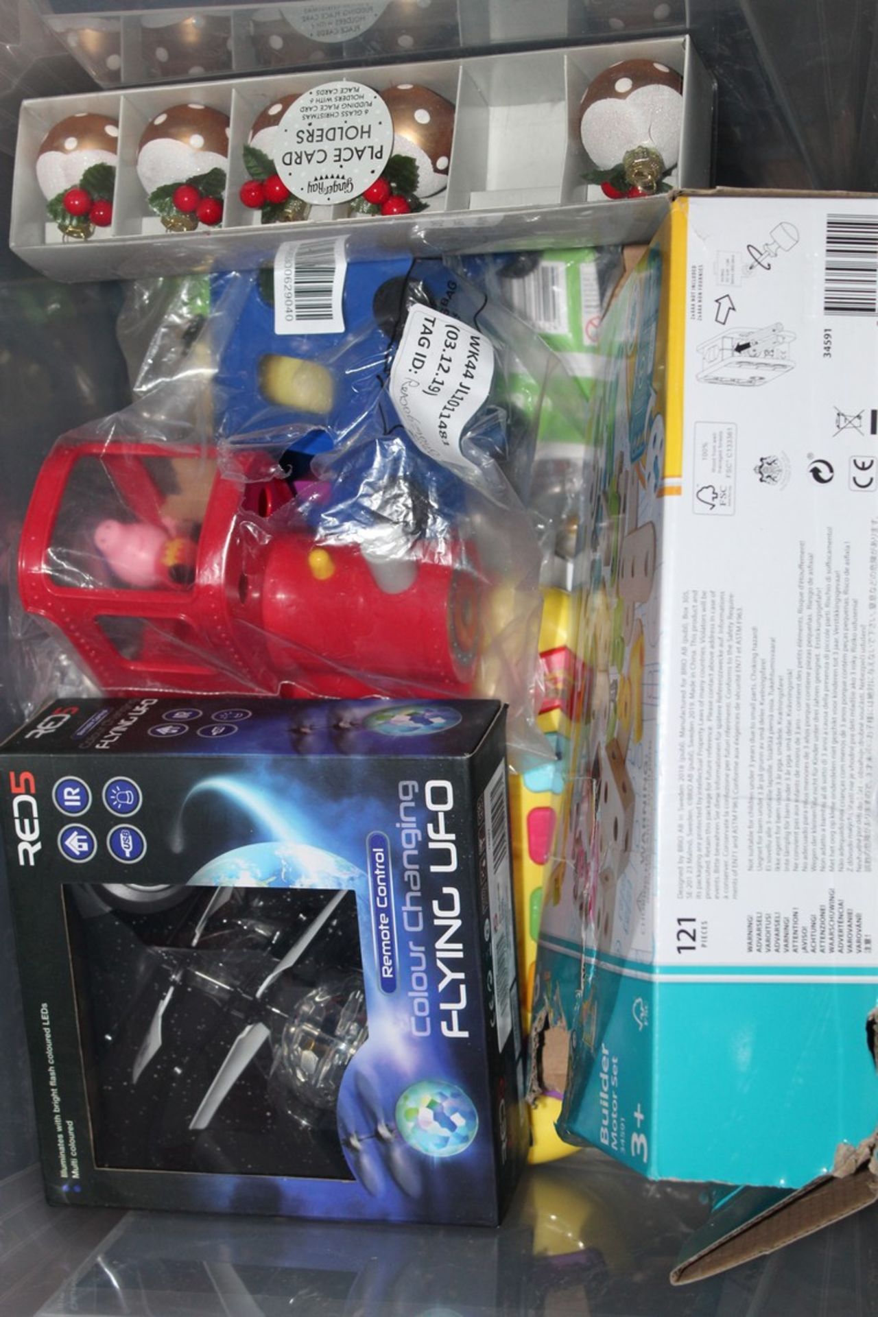 Lot to Contain Assorted Children's Toys to Include Puzzles, Flying Drones, Trains, Squashies