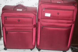 Qubed Decimal Burgundy Fabric Small and Medium Suitcases RRP £40 - £60 Each (RET00408113)(