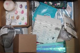 Box Containing an Assortment of Items to Include Sleepy Farm Books, Mermaid Squad Travel Mugs,