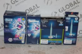 Lot to Contain 4 Assorted Oral B Pro 600, Pro 650 and Pro 670 3D Prime Electric Toothbrush