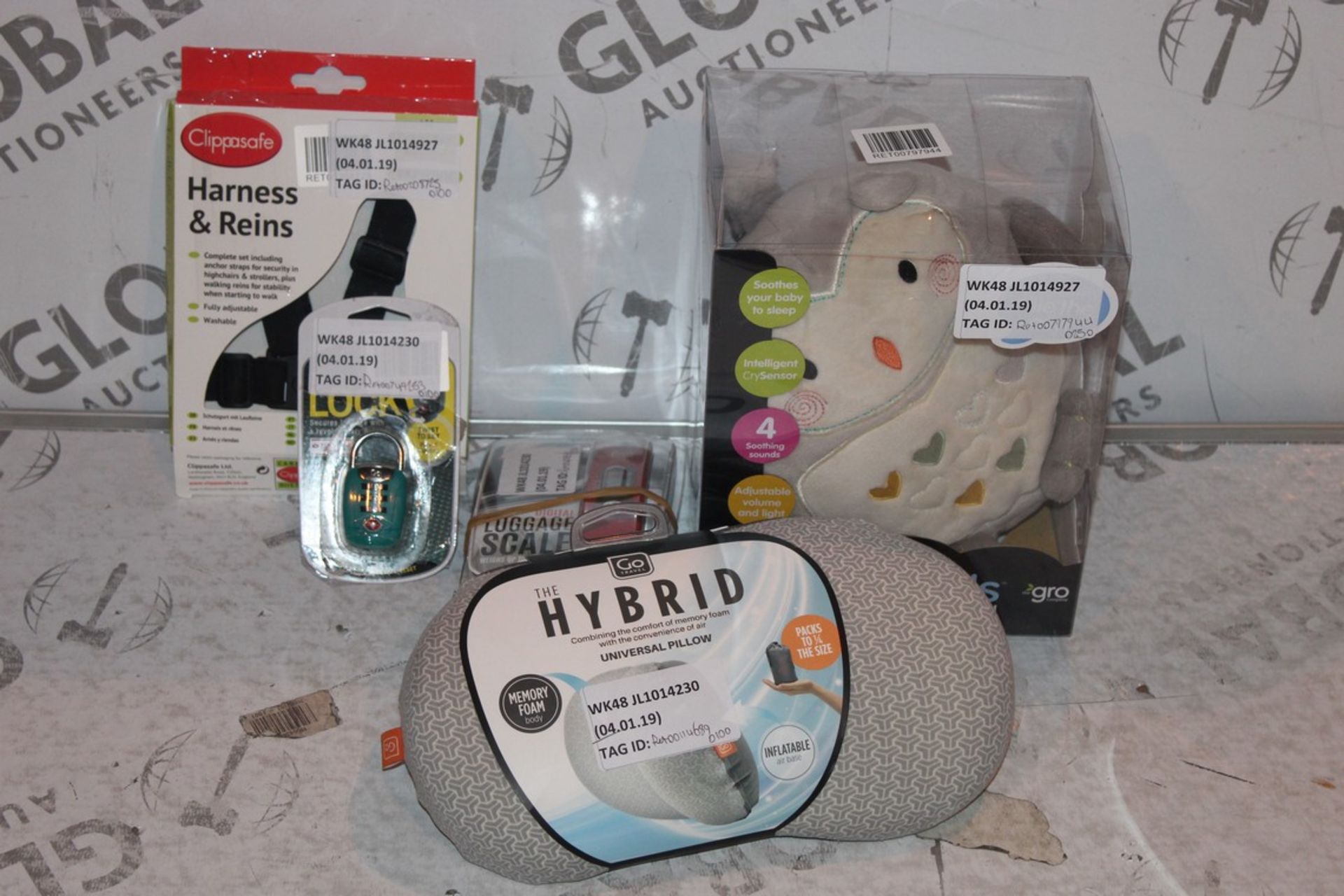 8 Assorted Items to Include, Olly the owl Night Lights, TSA Padlocks, Harness and Rain sets,