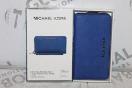 Lot to Contain 2 Michael Kors Large Multifunction Sapphino Blue Zip Wallets Combined RRP £70