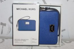 Lot to Contain 2 Boxed Michael Kors Sapphire Sapphino Blue Essential Zip Wallets Combined RRP £70