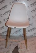 Lot to Contain 2 Wide Plastic Oak Effect Leg Designer Dining Room Chairs Combined RRP £190 (