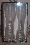 Lot to Contain 9 Pairs of Heart Stem Champagne Flutes Combined RRP £180