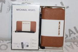 Boxed Michael Kors Multi Function Zip Wallet in Brown and Cream RRP £35