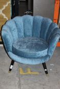 Teal Blue Scallop Back Round Designer Chair RRP £400 (16344) (Public Viewing and Appraisals